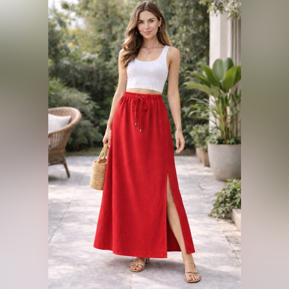 Fashion Red Maxi Skirt for Women